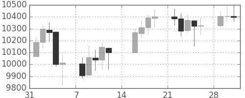 DJIの日足チャート(2010年2月)