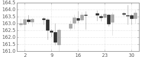 ユーロ/円の日足チャート(2007年5月)
