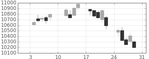 日経225の日足チャート(2010年1月)