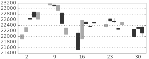 日経225の日足チャート(2020年6月)