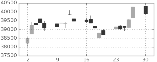 日経225の日足チャート(2024年12月)