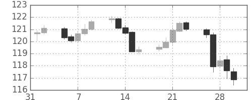 米ドル/円の日足チャート(2007年2月)